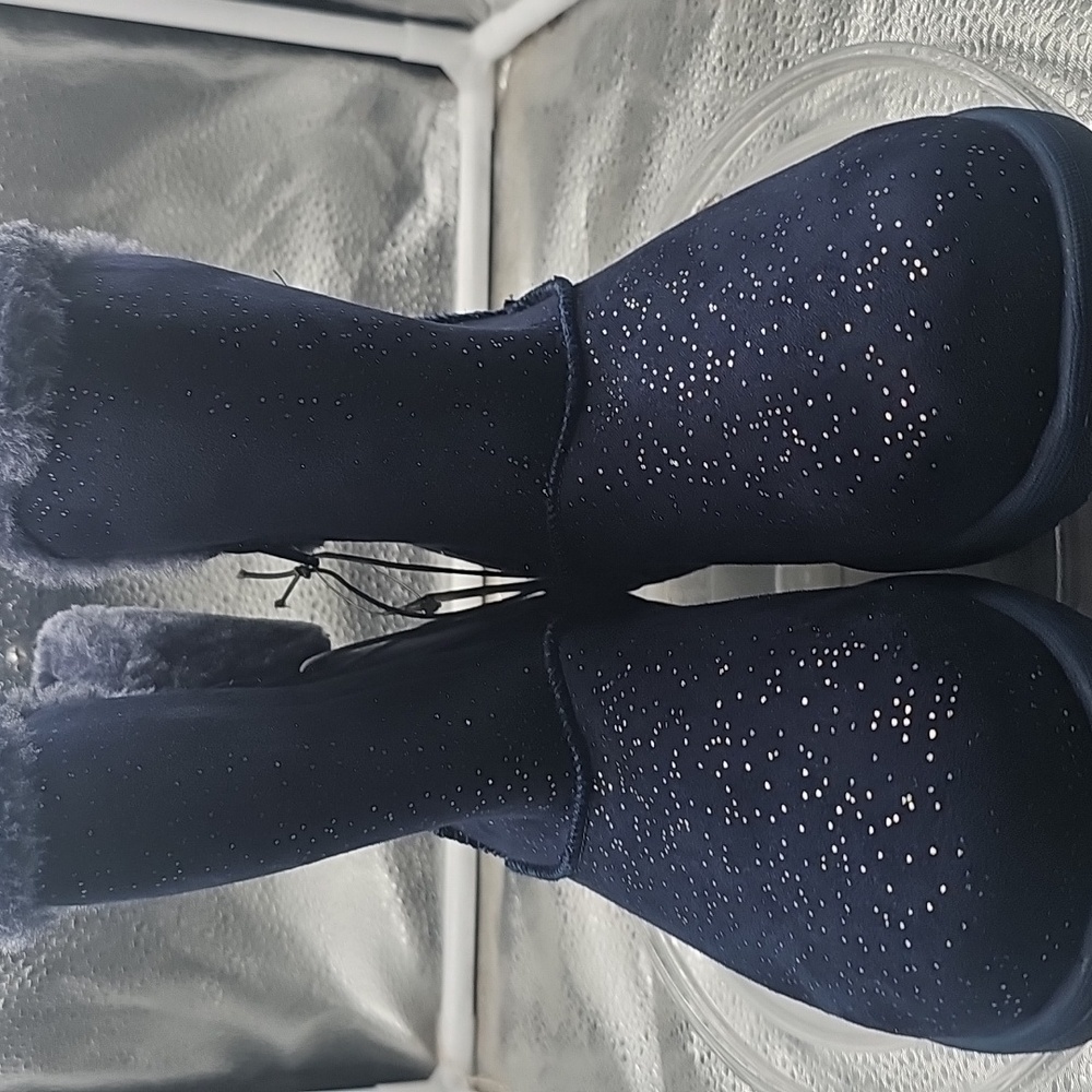 A Blue Winter Boots Sz 5 Piper Sparkle Faux Fur